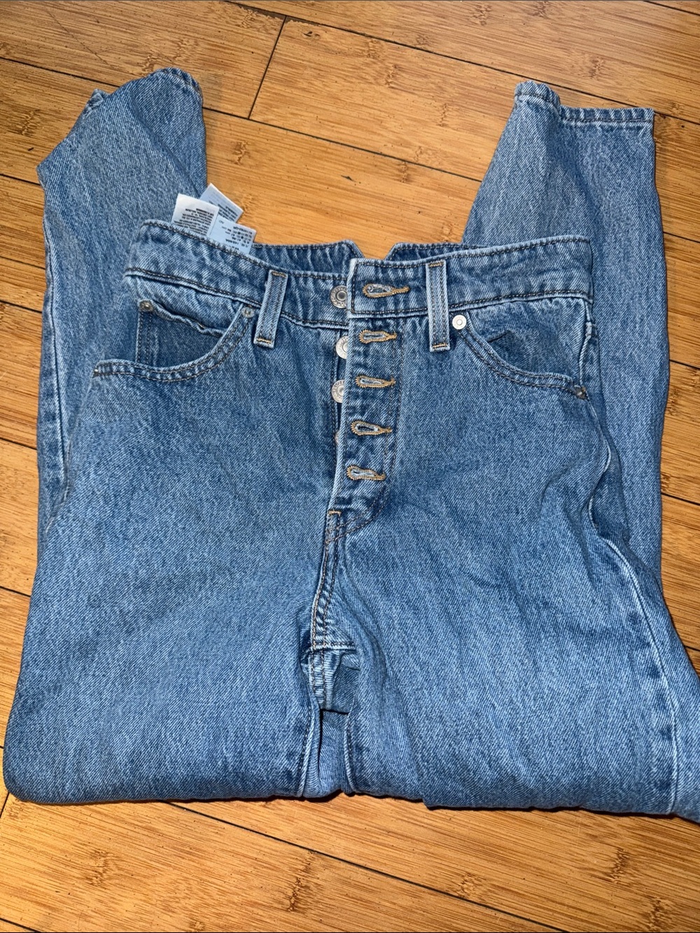 Levi's High Rise Button-Fly Jeans in Light Blue Denim